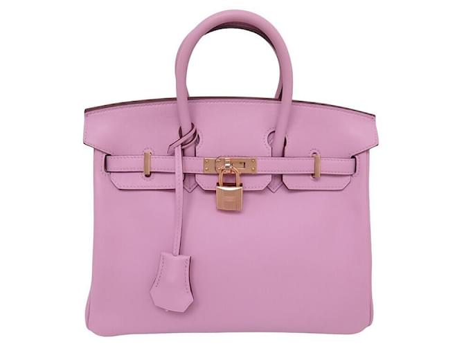 Hermes NINE HERMES BIRKIN 25 HAND BAG IN SWIFT LEATHER MAUVE SYLVESTRE H049362CD HANDBAG Pink ref.1595392 Joli Closet