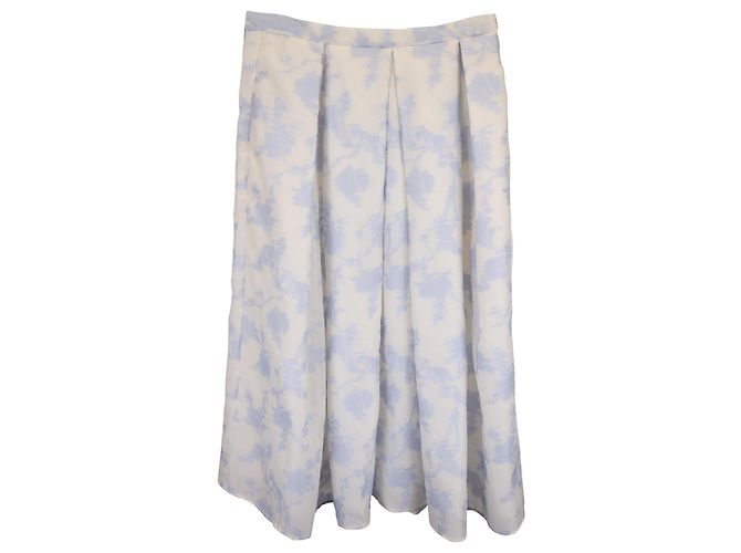Erdem Blumen-Midi-Rock aus hellblauer Baumwolle