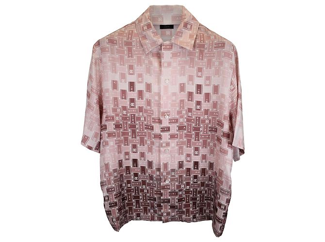Camicia da bowling Amiri Gradient Tape in seta rosa