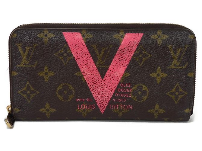 Cartera larga Zippy Louis Vuitton Flor LV Castaño Rosa Roja Monograma