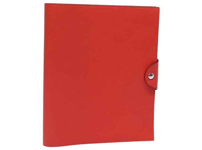 Hermès HERMES Yuris GM Funda de Cuero Rojo Auth am6812 Roja
