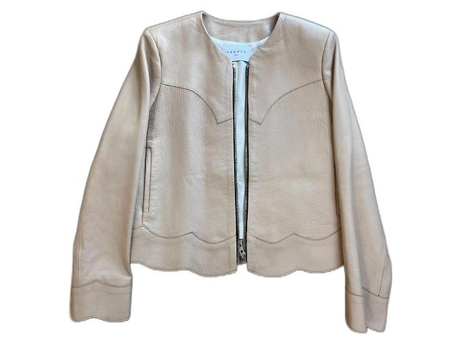 Sandro leather jacket Beige