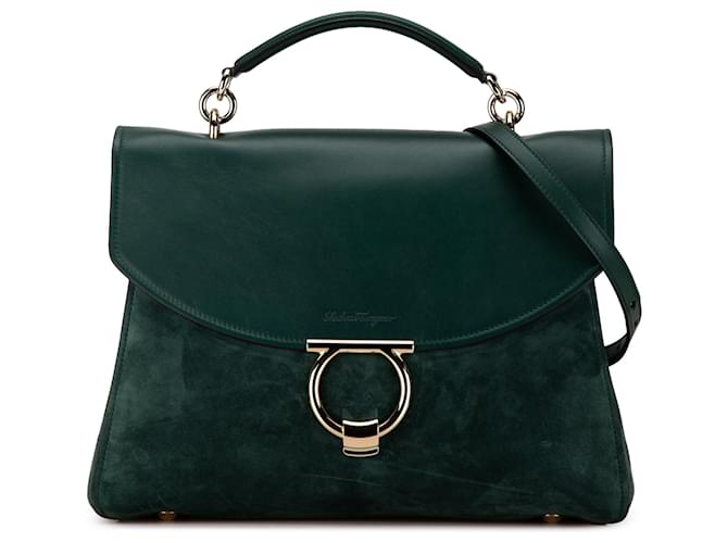 Grune Ferragamo Medium Nubuck Margot Handtasche