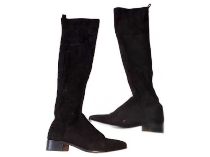 Massimo Dutti thigh-high boots Black