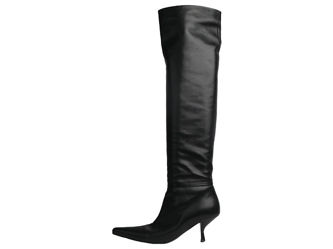 The row Black leather knee-high boots - size EU 39.5