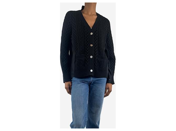 Sacai Black panelled wool knit cardigan - size UK 6  ref.1598362