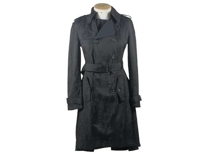 Altuzarra Python Print Trench Coat Black