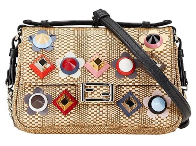 Fendi Double Micro Bucket Monster Studs Handbag Black Beige Leather  ref.1598888 - Joli Closet