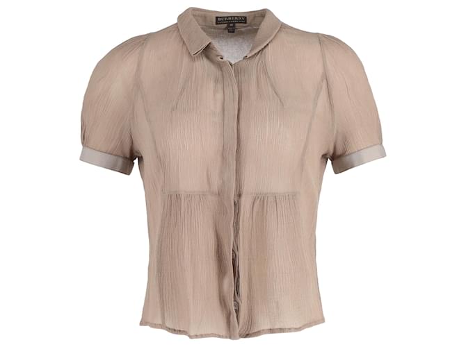 Chemise transparente a boutons Burberry en soie beige Marron ref.1599336 Joli Closet