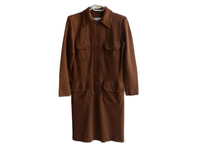 Yves Saint Laurent Wollkleid Braun