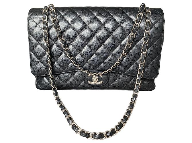 Chanel Bolsa Maxi Double Flap Clássica / Atemporal Preto