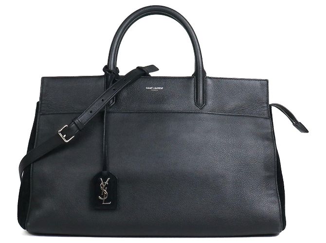 SAINT LAURENT - Borsa Saint Laurent Rive Gauche in pelle nera e camoscio Nero