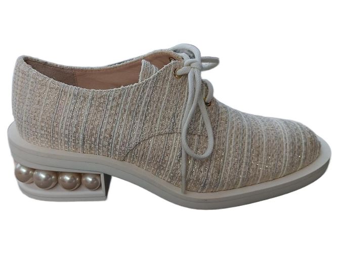 Derby Nicholas Kirkwood in Tweed Multicolore Beige Oro