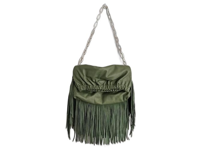 Bolsa Rockyssime de couro verde Zadig & Voltaire