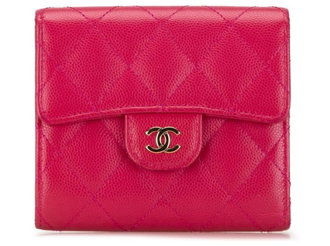 Chanel Matelasse Coco Mark Classic Small Flap Wallet Pink