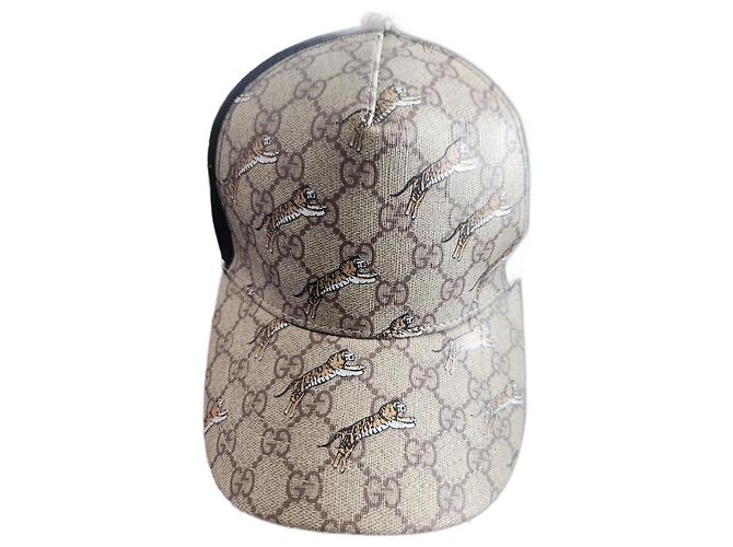 Gorro Gucci de couro preto e marrom claro Castanho claro