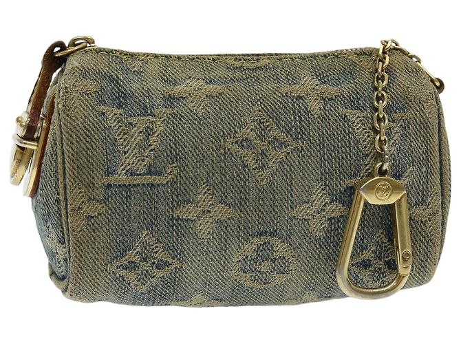 LOUIS VUITTON Monogram Denim Trousse Speedy Pouch Blue M95082 LV Auth 83750