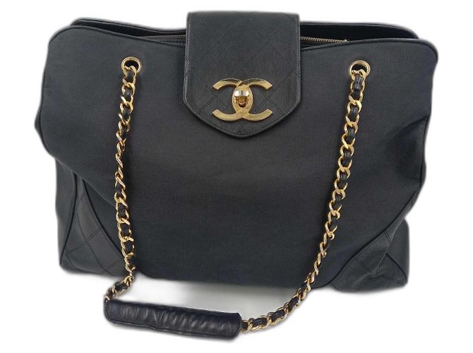 Chanel Supermodella Nero Pelle Tela