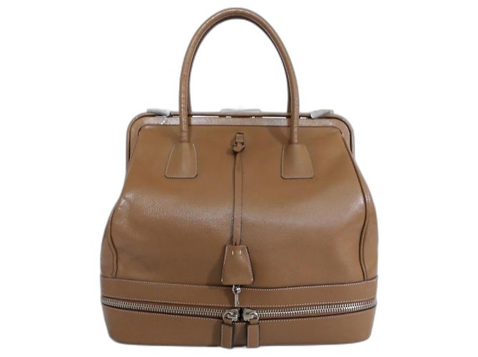 Prada Fall 2000 Camel Leather Zip Base Doctor's Bag