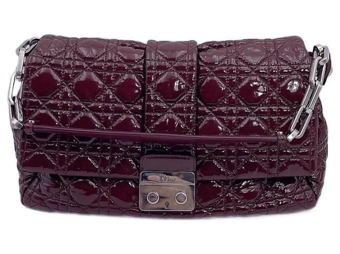 New Look Dior Nova bolsa de aba Lock em verniz vermelho médio com quilt cannage
