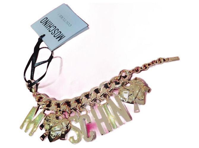 Pulseira de berloques Moschino dourada aço Dourado