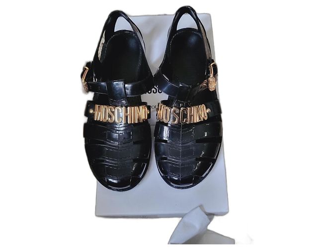 Sandali Moschino Neri e Oro Nero D'oro