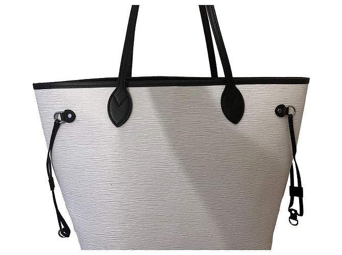 Bolsa Neverfull Louis Vuitton en cuero Epi Blanco