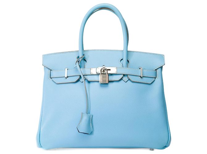Hermès HERMES Birkin 30 Bag in Blue Leather - 102089