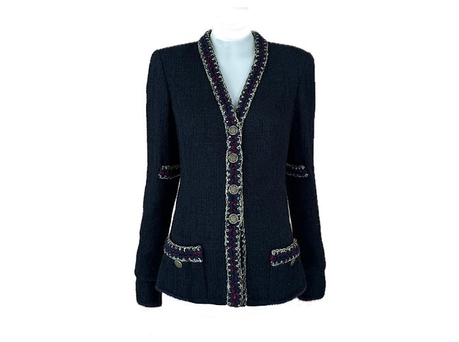 Chanel Iconic Paris / Shanghai Black Tweed Jacket
