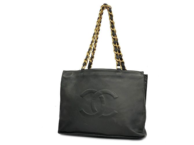 Chanel schwarze Lammleder Tote Bag