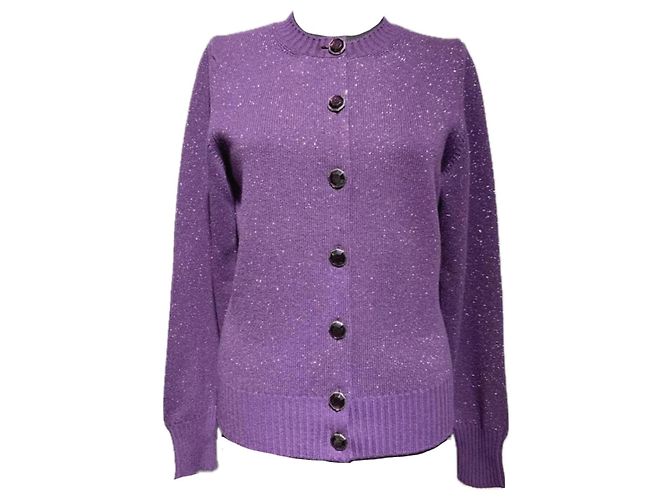 Chanel Cardigan en cachemire de style Cara Delevingne Violet