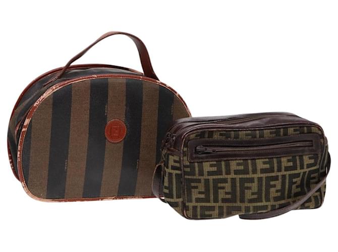 Sac à épaule FENDI Zucca en toile Pecan 2Set marron beige Auth 87321  ref.1605699