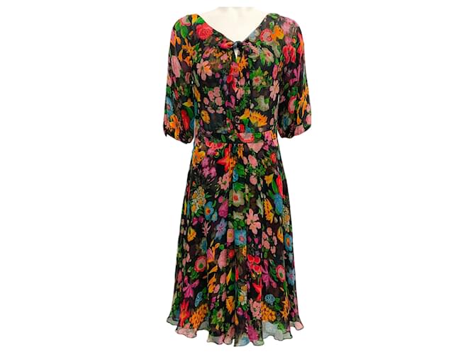 Autre Marque Tuleh Black Multi Floral Chiffon Dress Multiple colors Synthetic  ref.1605988