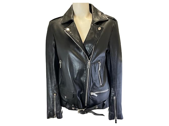 Autre Marque Nour Hammour Black Lambskin Leather Moto Zip Jacket  ref.1605999