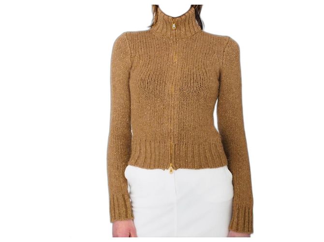 Pull à zip double sens Slim Fit Dolce & Gabbana Marron Camel