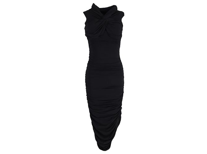 Robe midi drapée Khaite Spence en coton noir