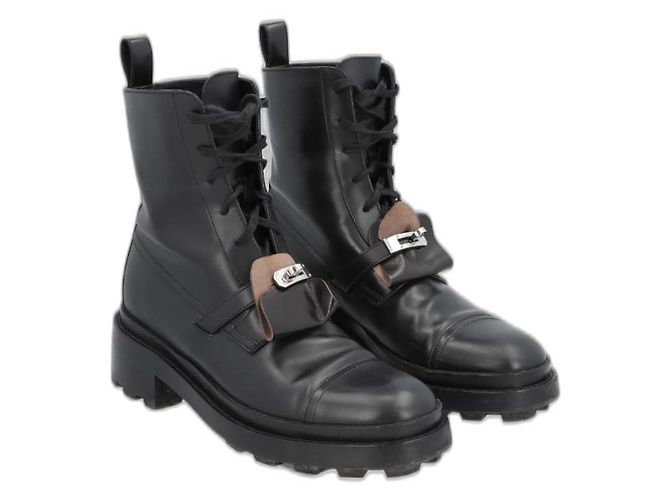 Aloha Hermès Black Leather Ankle Boots
