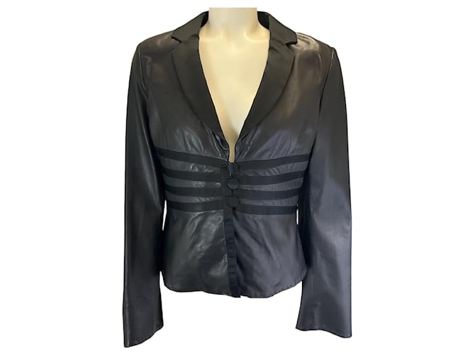 Autre Marque Armani Collezioni Black Lambskin Leather Jacket  ref.1608071