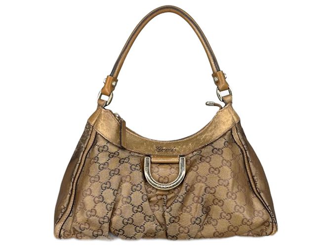Borsa a mano Gucci Abbey D-Ring Marrone in Cotone