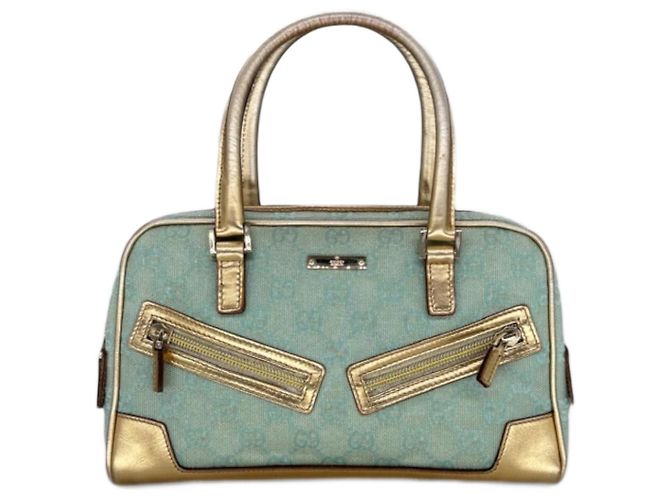 Bolso de mano Gucci Bowling Turquesa de algodón
