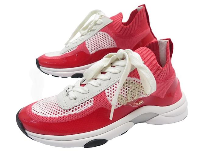 NINE CHANEL SHOES BASKETS G36258 LOW TOP TRAINER CC 36 SNEAKERS SHOES Pink Leather ref.1609138 Joli Closet