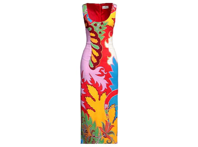 Vestido midi Etro de algodón rojo Roja