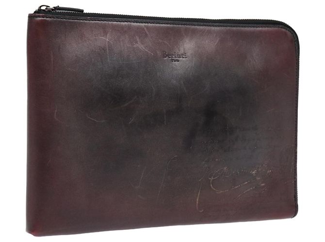 Berluti Clutch Bag aus braunem Leder Auth bs16872
