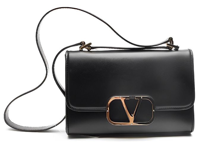 Borsa a tracolla Valentino Garavani Vlogo pelle nera Nero
