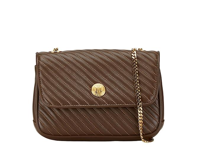 Celine Celine Quilted Chain Shoulder Bag Brown Leather ref.1610246 Joli Closet