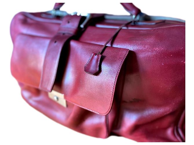 Hermès Leather Briefcase Dark Red