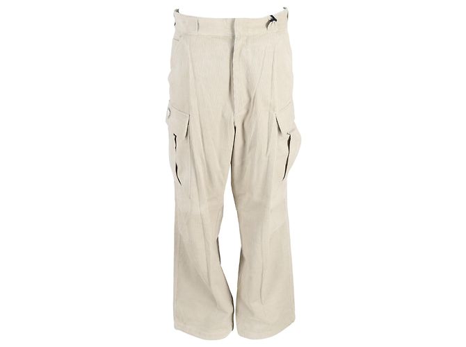 Prada Pinwale-Hosen aus ecru Cordstoff Weiß Roh