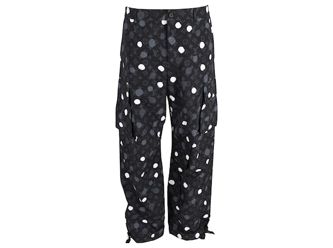 Twist Pantalons cargo en coton noir à pois peints Louis Vuitton x