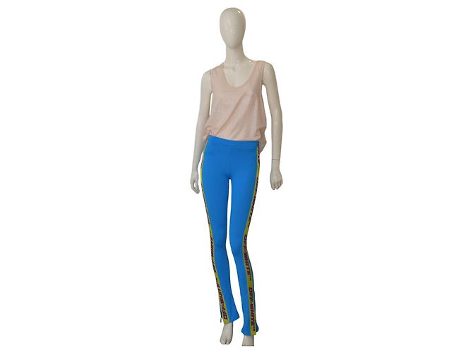 Leggings Off White Athleisure azuis com risca de logo lime Azul