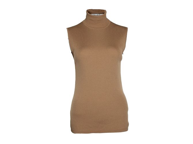 Gerard Darel, ribbed turtle neck top in brown